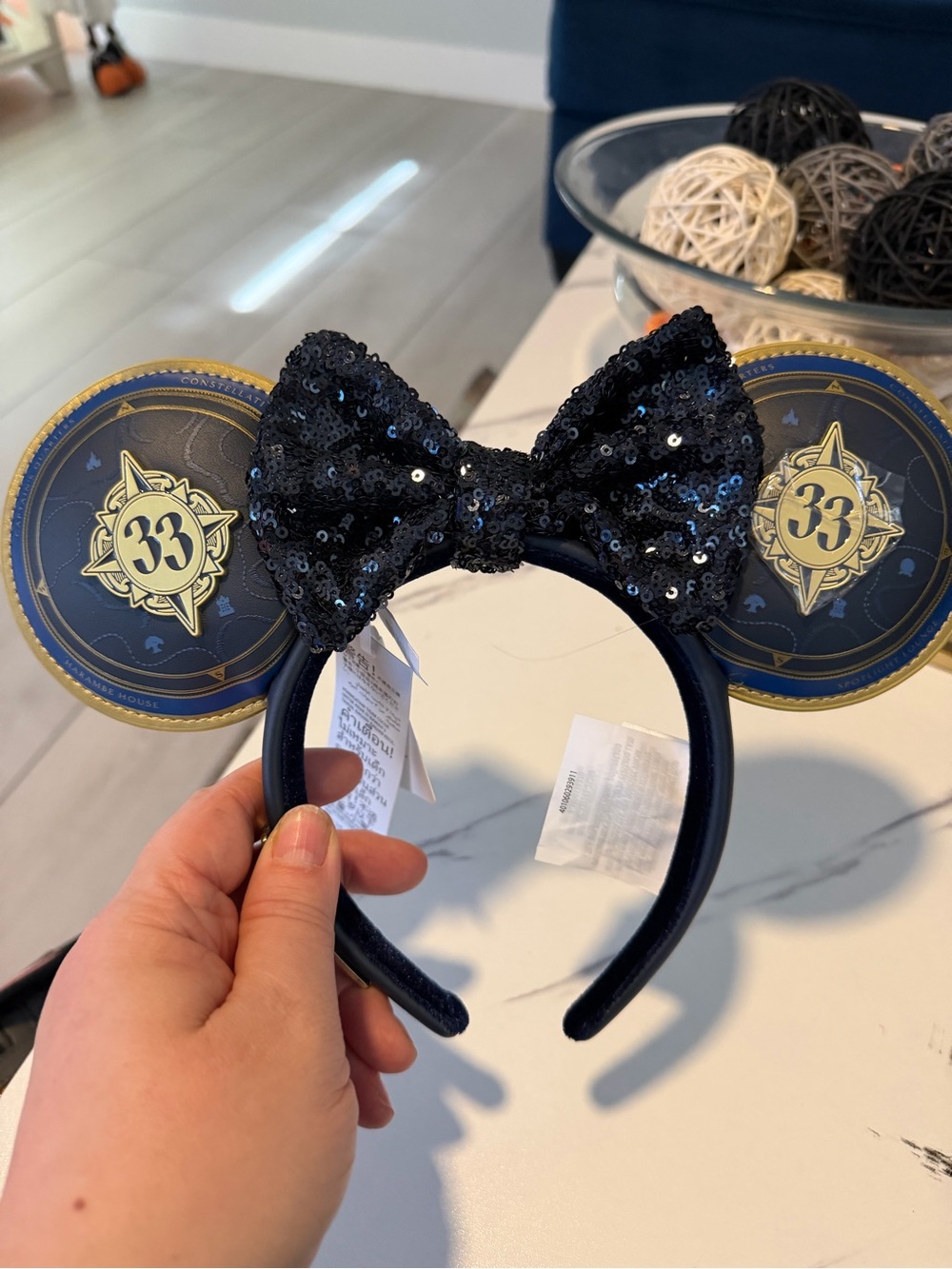 Disney Navy Blue Sequin Bow Club 33 Ears Headband